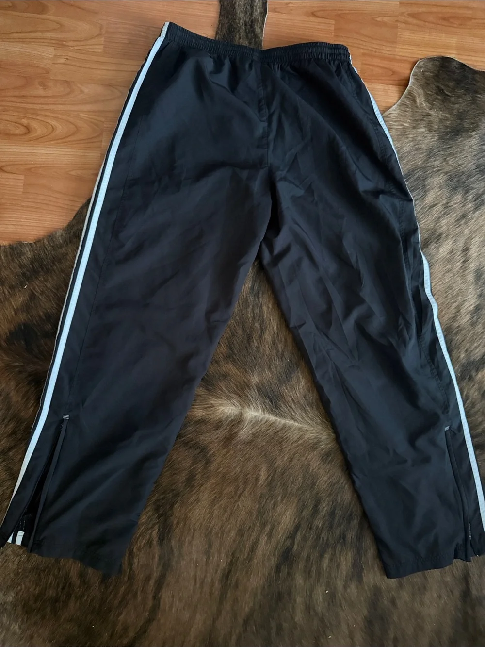 Adidas Mens Pants Track Three Side Stripes Black White Athletic‎ Size M EUC - Picture 5 of 5